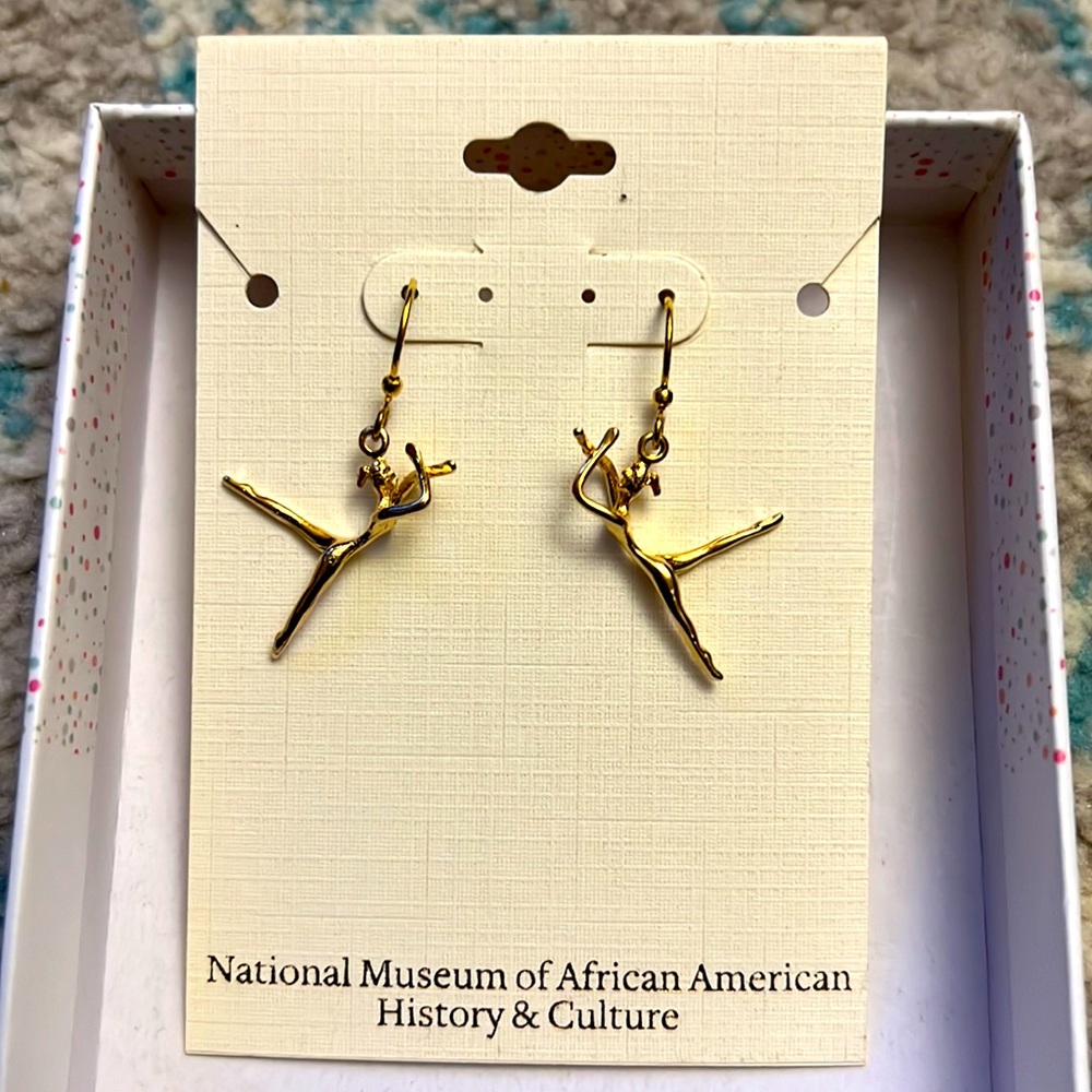 14K Gold Plated Lady Figurines Ballerina Earrings DC Natl Museum of African Am
